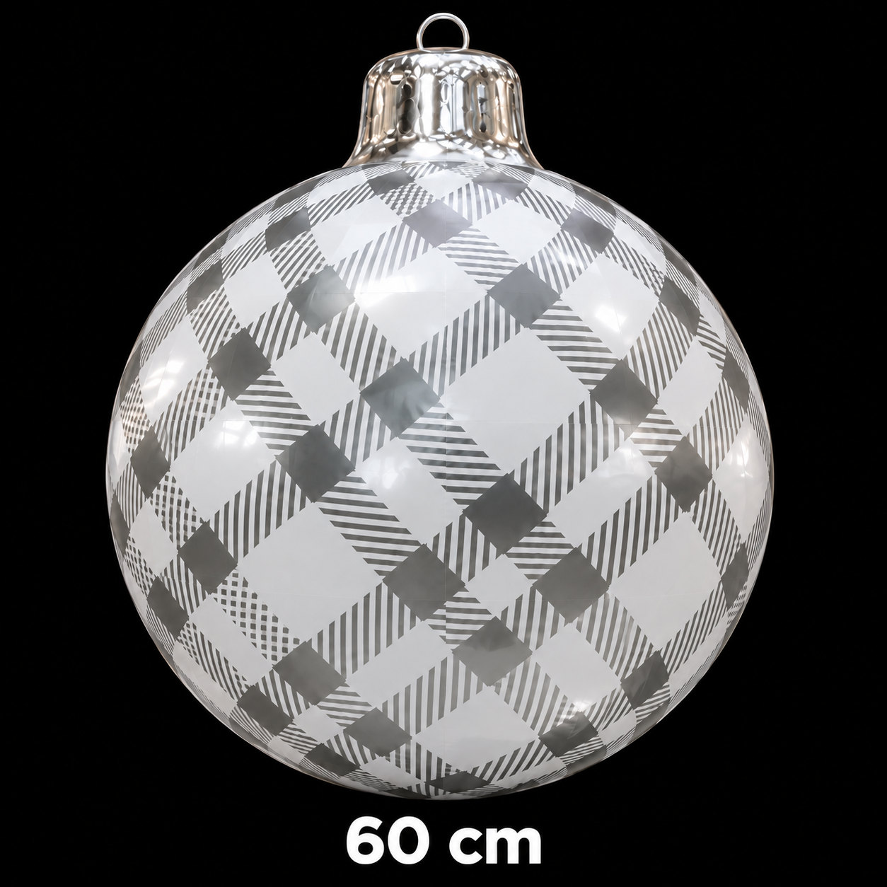 Boule de Noël gonflable argentée à motif écossais, diamètre 60 cm