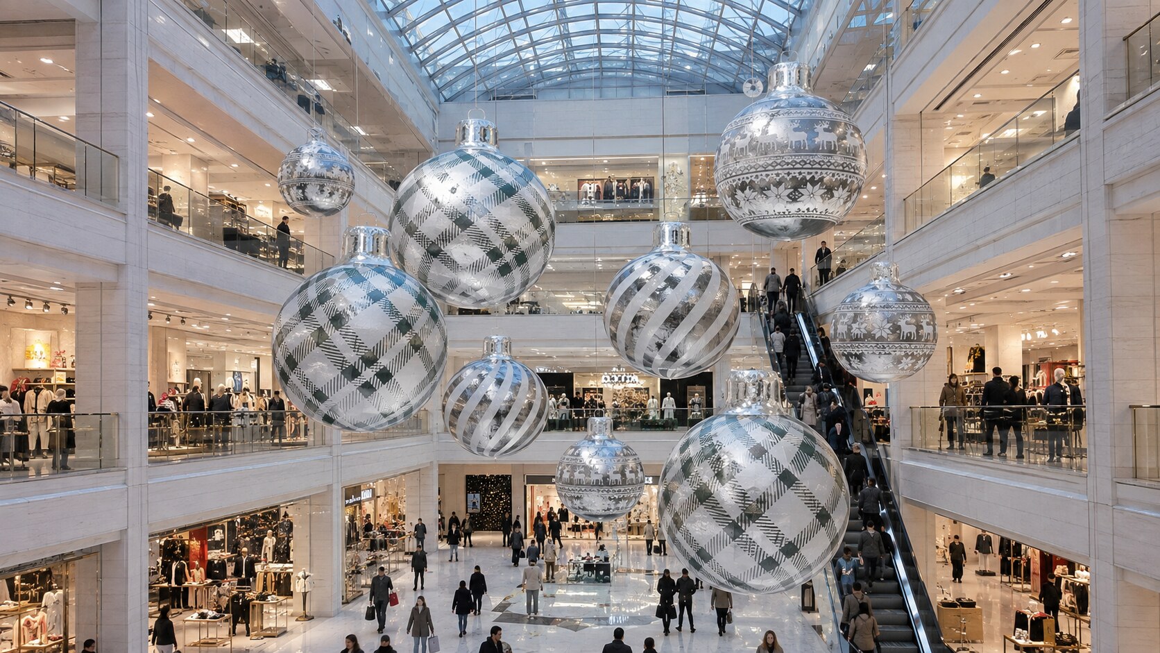 Boules de Noël gonflables argentées suspendues
