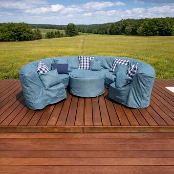 FATPOP 300 bleu gris installé en extérieur